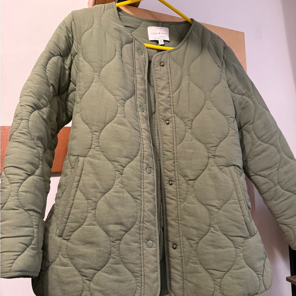 Lucky Brand Sage Green Quilted Puffer Jacket